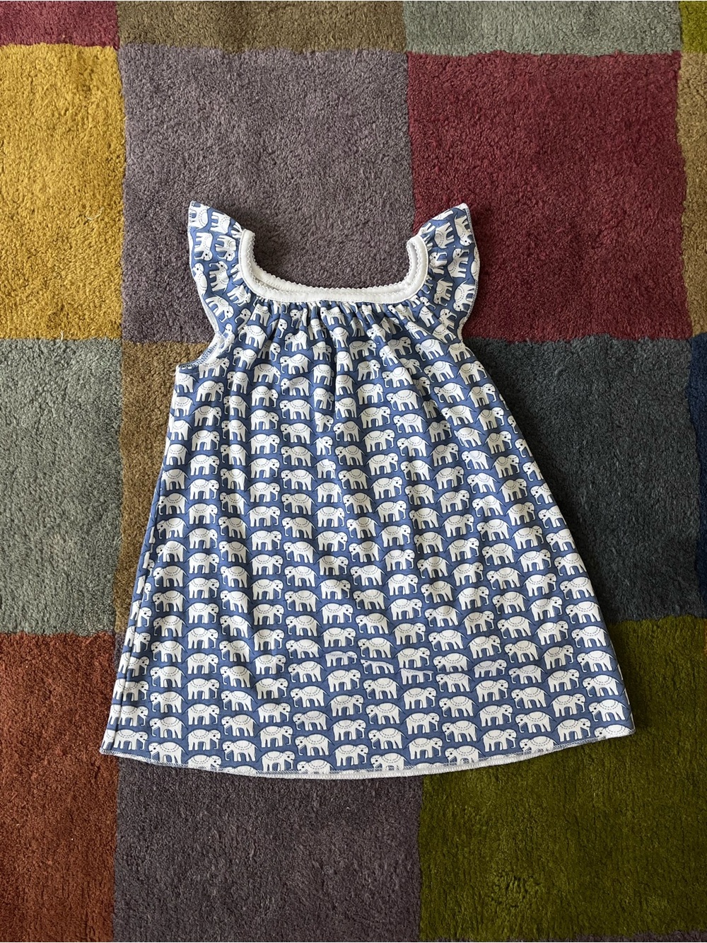 Roller Rabbit Blue and White Elephant Print Girls Dress
